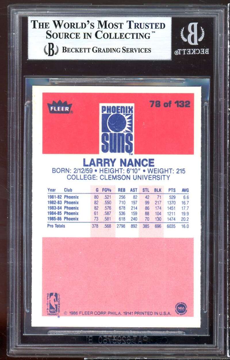 Larry Nance Rookie Card 1986-87 Fleer #78 BGS 8.5 (9 9 8 9) Image 2