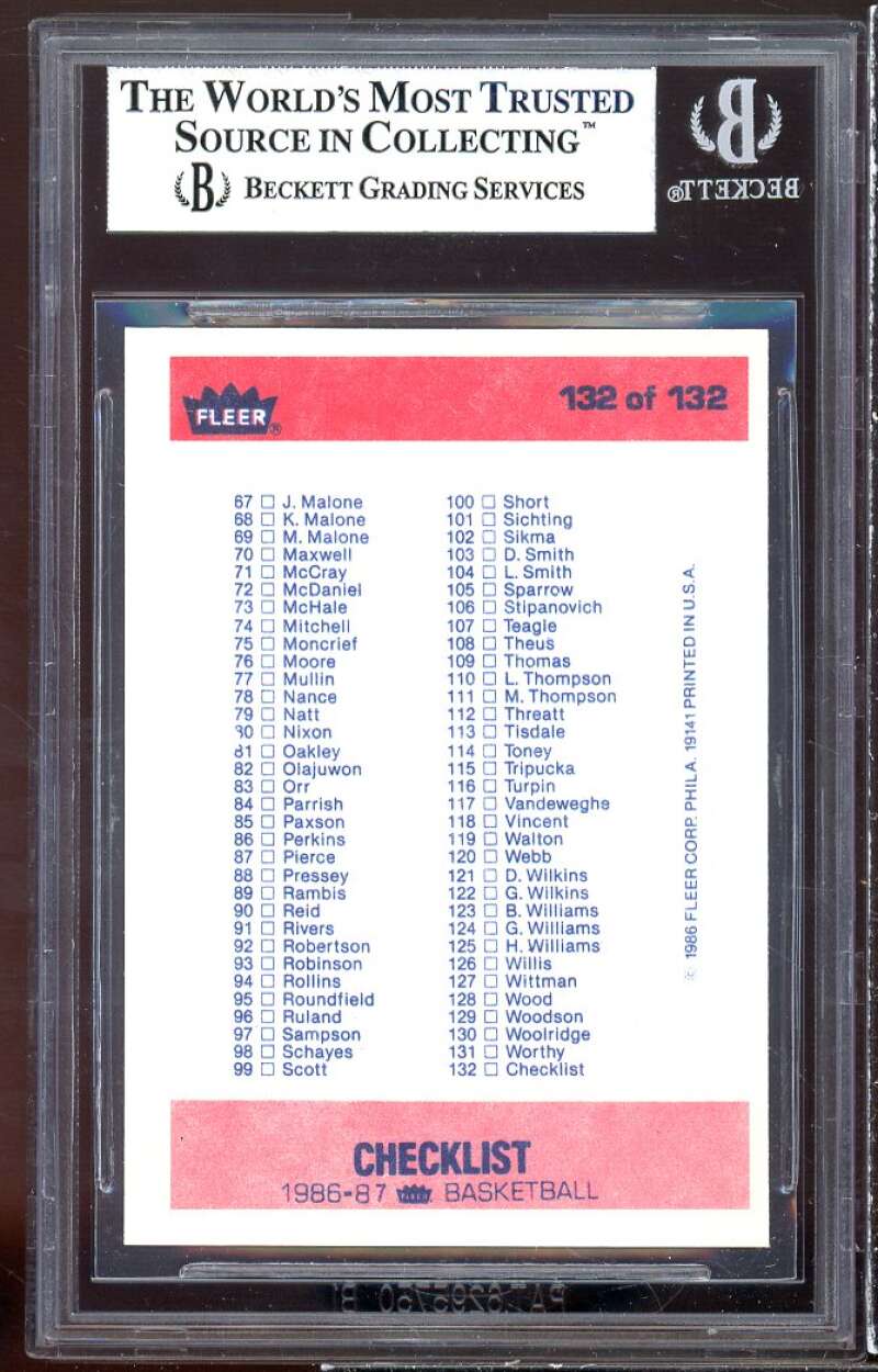 Checklist Card 1986-87 Fleer #132 BGS 8 (7.5 9 9.5 9.5) Image 2