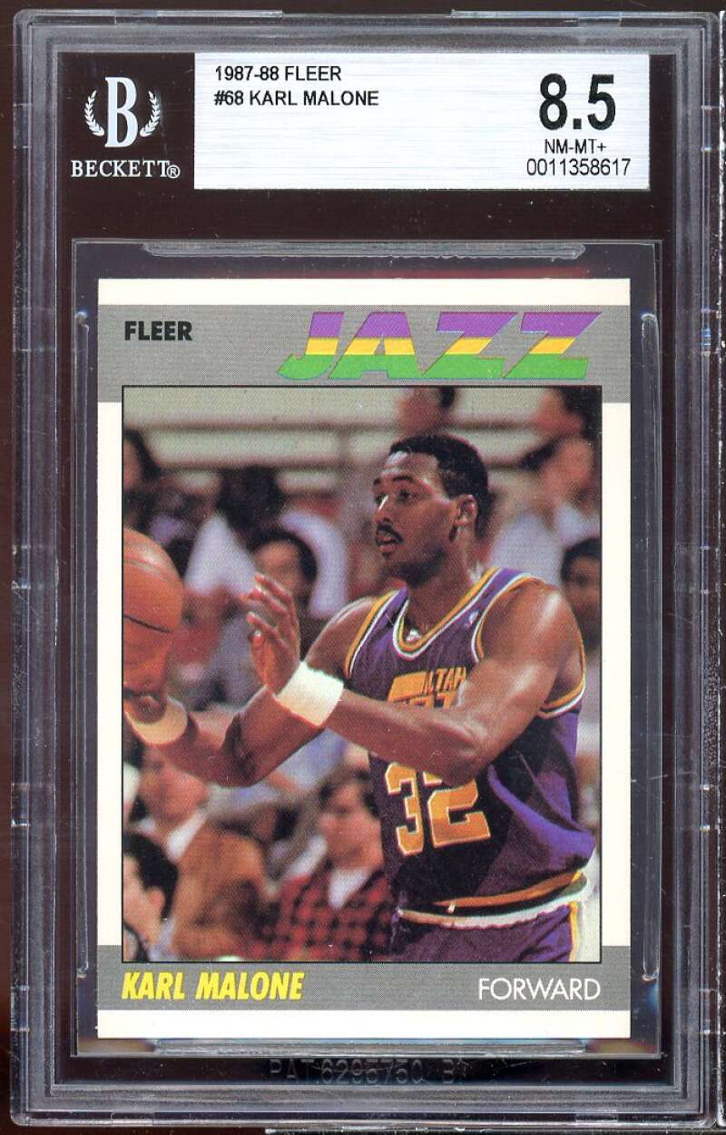 Karl Malone Card 1987-88 Fleer #68 BGS 8.5 Image 1