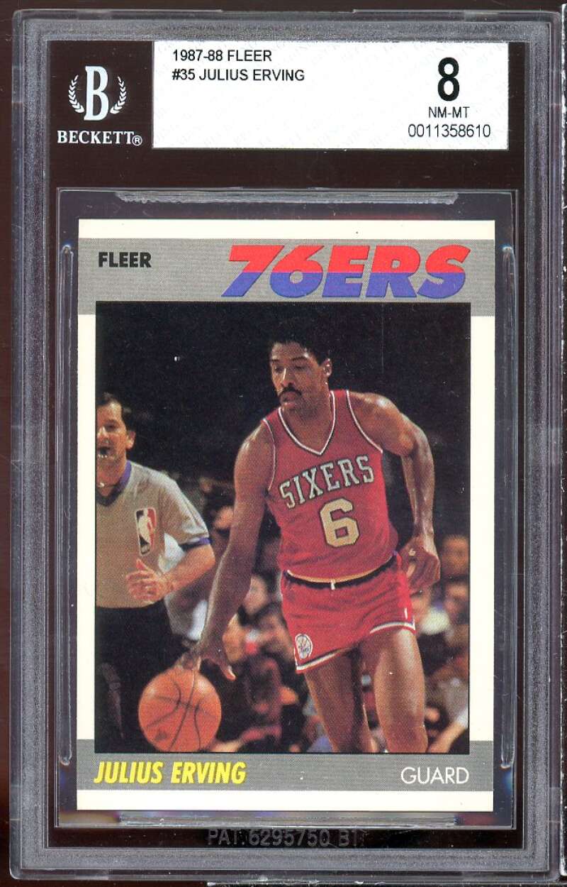 Julius Erving Card 1987-88 Fleer #35 BGS 8 Image 1