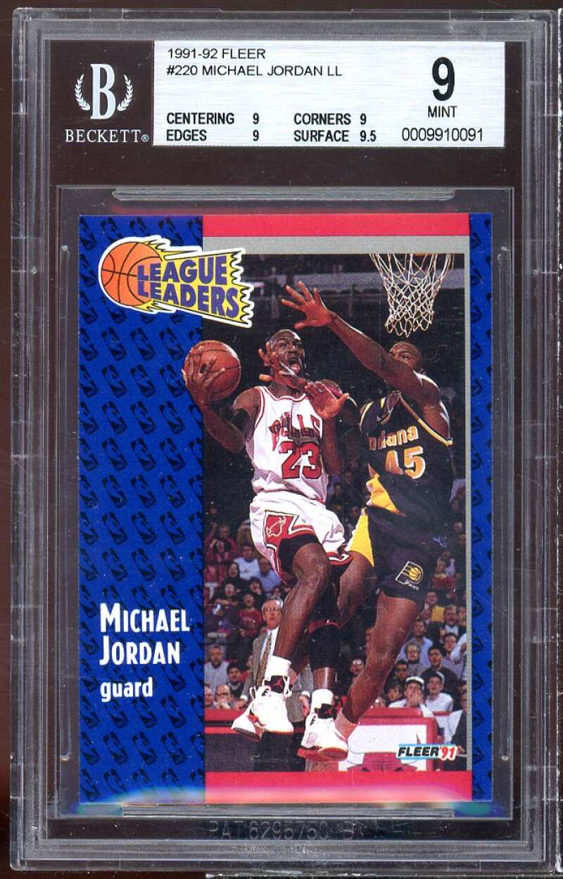 Michael Jordan Card 1991-92 Fleer #220 BGS 9 (9 9 9 9.5) Image 1