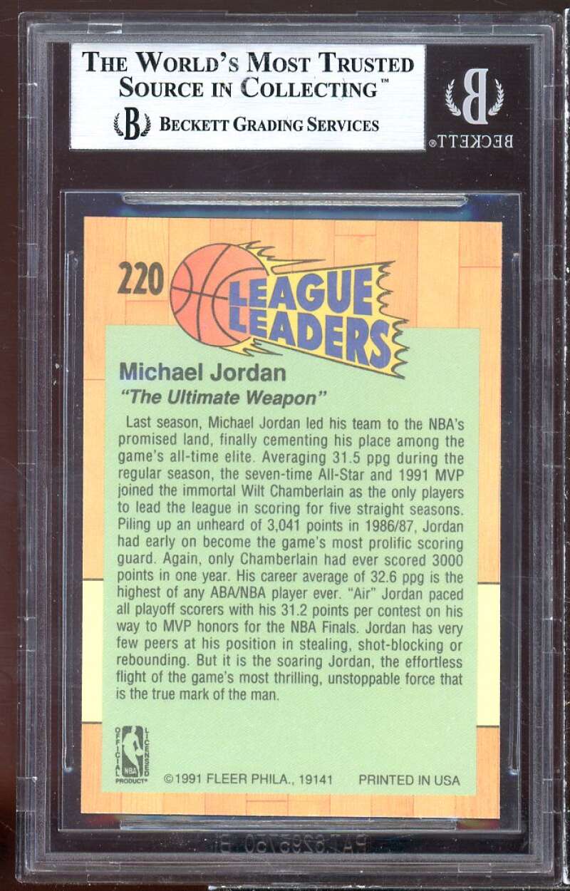 Michael Jordan Card 1991-92 Fleer #220 BGS 9 (9 9 9 9.5) Image 2