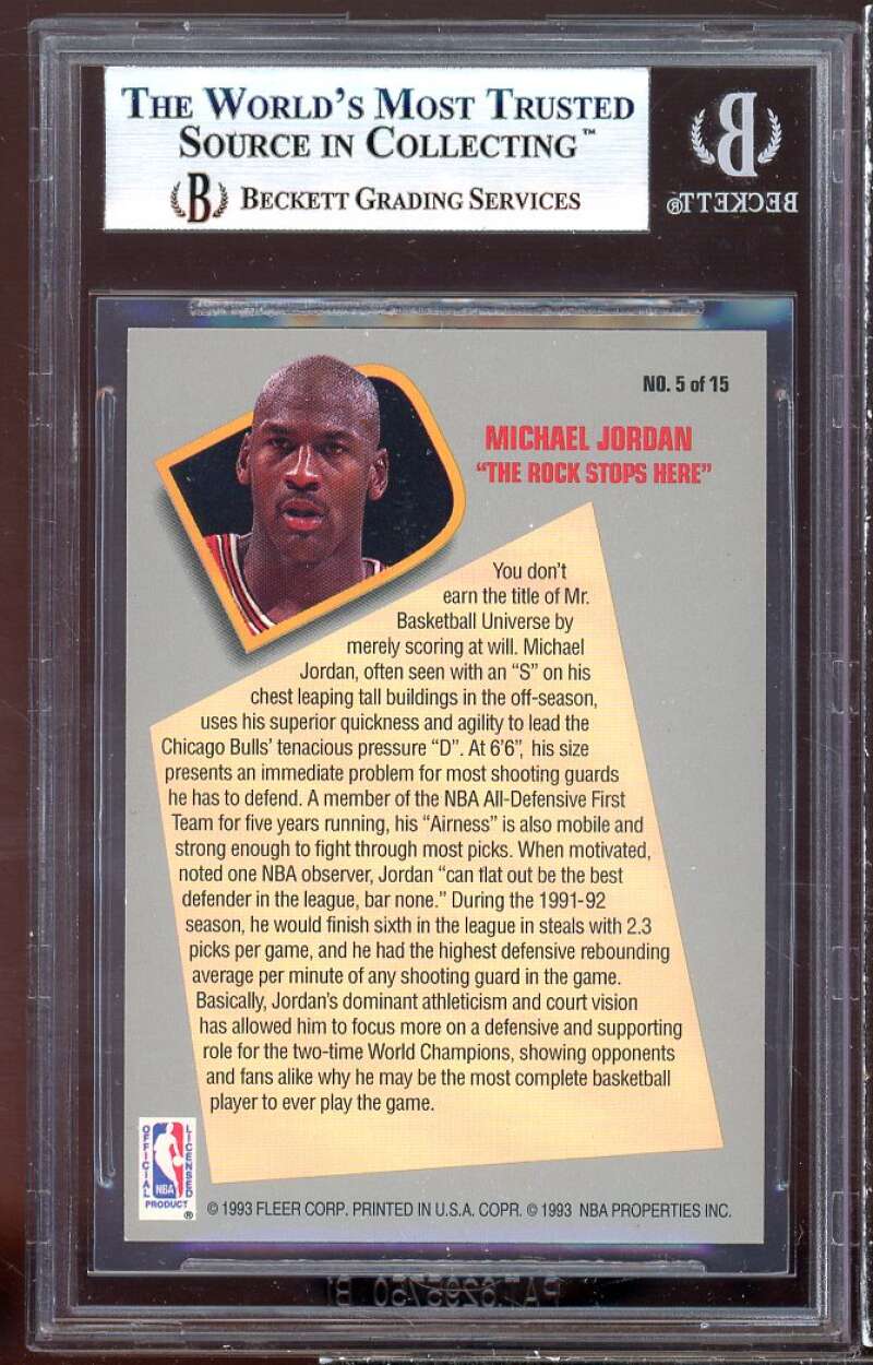 Michael Jordan Card 1992-93 Fleer Total D #5 BGS 9 (9 8.5 9 9) Image 2