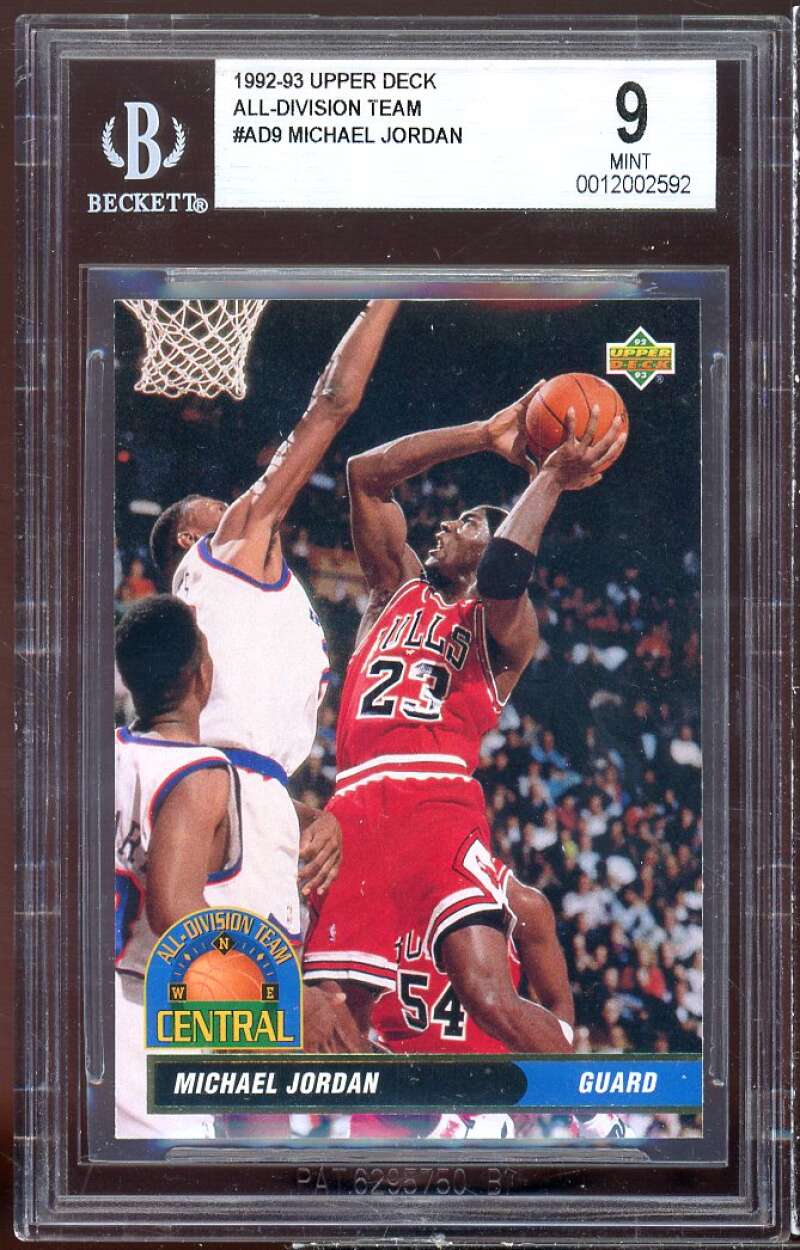 Michael Jordan Card 1992-93 Upper Deck All-Division Team #AD9 BGS 9 Image 1