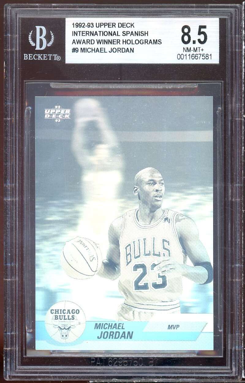 Michael Jordan Card 1992-93 Upper Deck Spanish Award Winner Holograms #9 BGS 8.5 Image 1