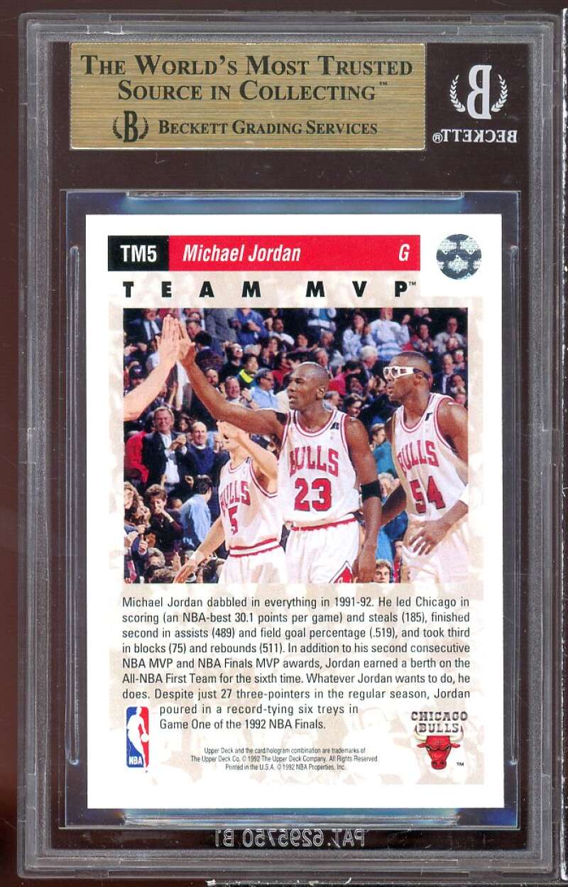 Michael Jordan Card 1992-93 Upper Deck Team MVPs #TM5 BGS 9.5 (9.5 9.5 9.5 9.5) Image 2