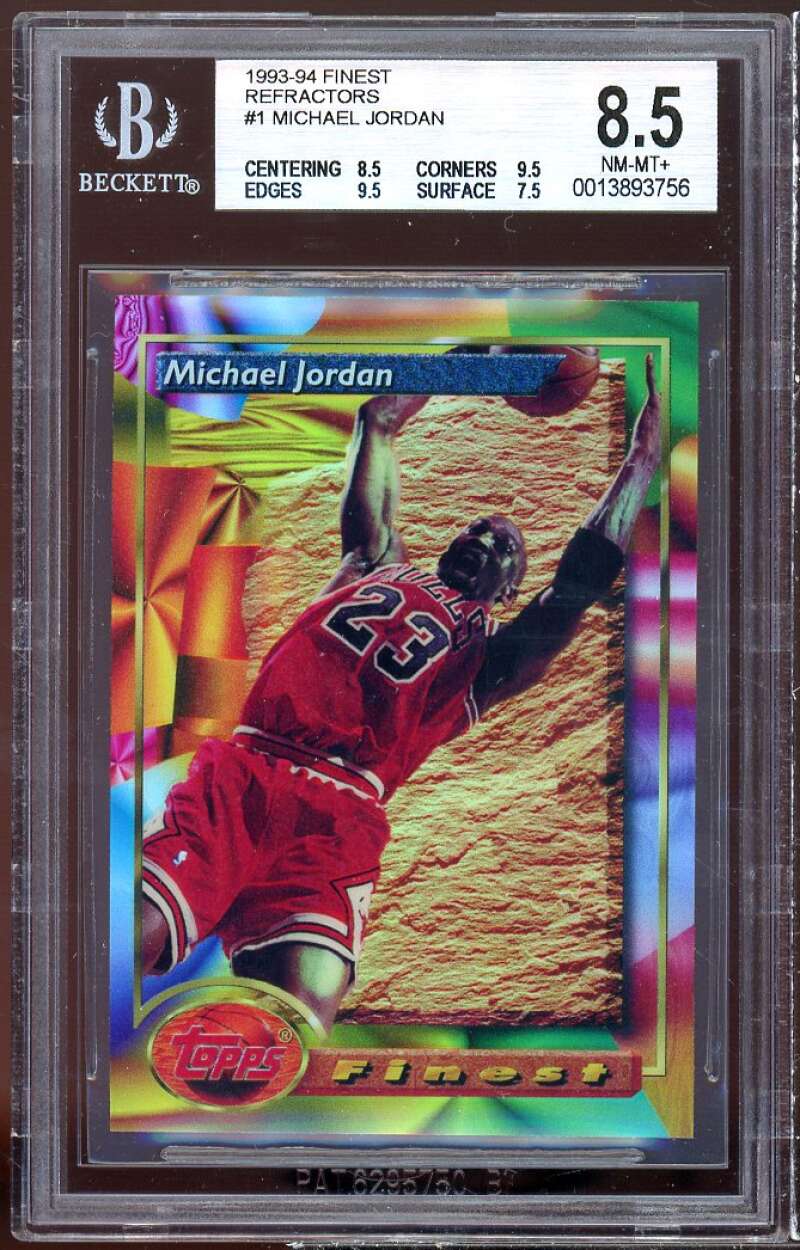 Michael Jordan Card 1993-94 Finest Refractors #1 BGS 8.5 (8.5 9.5 9.5 7.5) Image 1