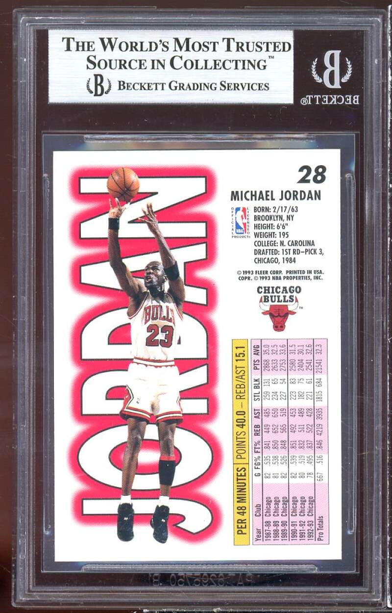 Michael Jordan Card 1993-94 Fleer #28 BGS 9 Image 2