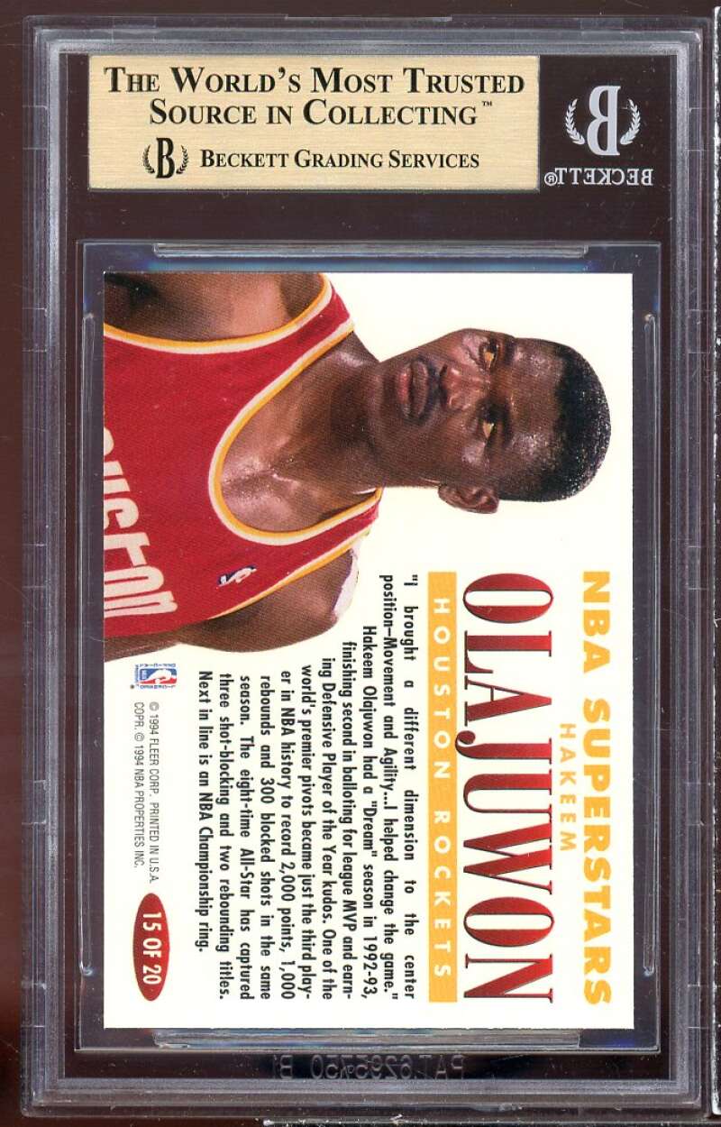 Akeem Olajuwon Card 1993-94 Fleer NBA Superstars #15 BGS 9.5 (9.5 9 9.5 9.5) Image 2