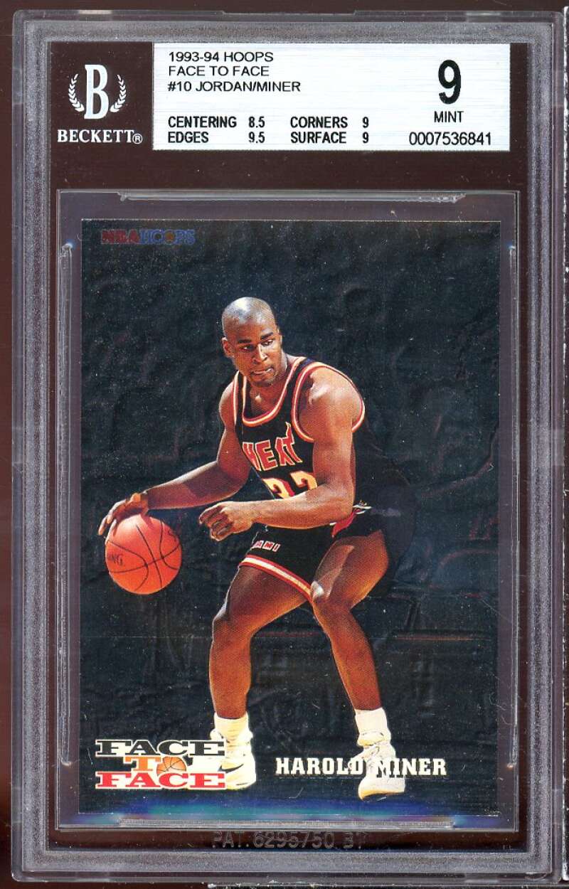 Harold Minor / Michael Jordan 1993-94 Hoops Face To Face #10 BGS 9 (8.5 9 9.5 9) Image 1