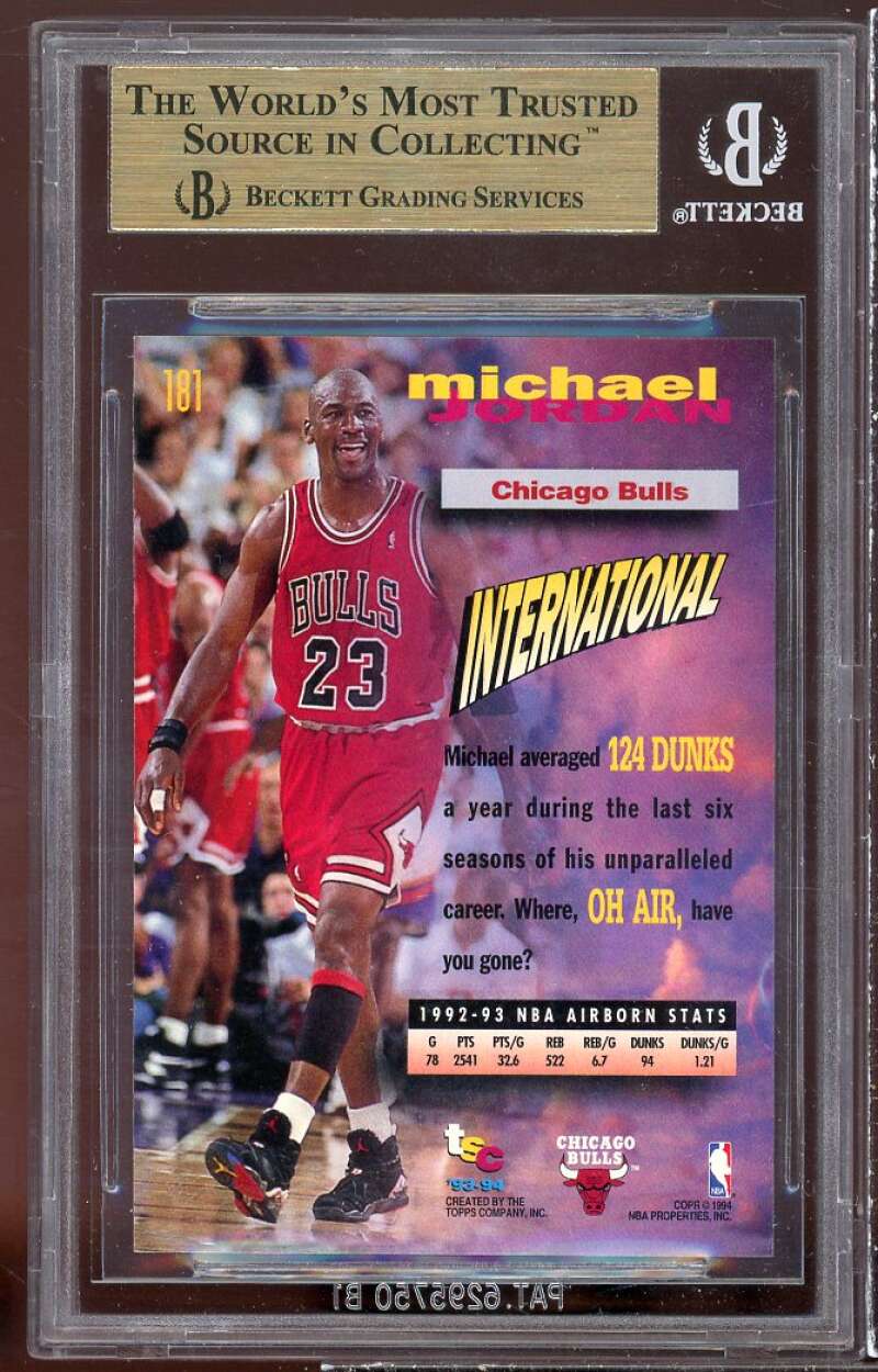 Michael Jordan 1993-94 Stadium Club First Day Issue #181 BGS 9.5 (9.5 9.5 9 9.5) Image 2
