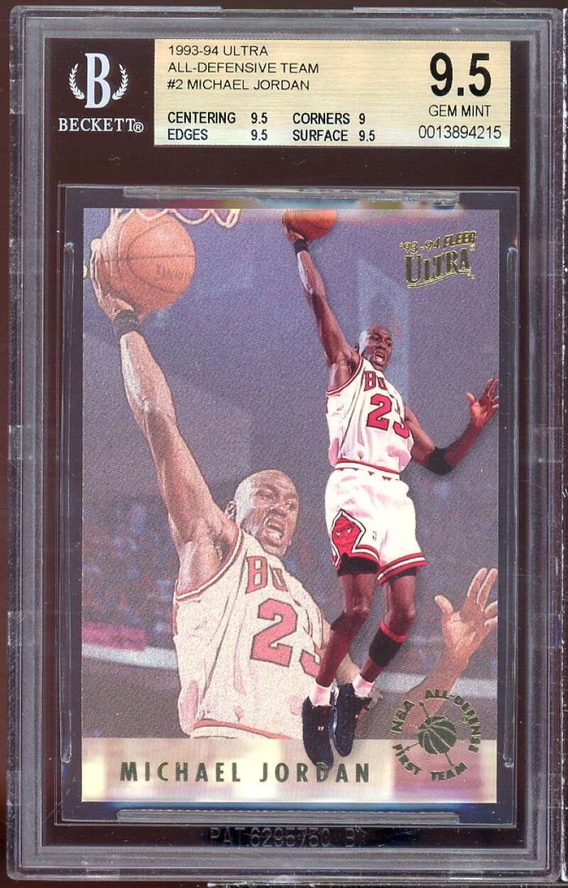 Michael Jordan Card 1993-94 Ultra All-Defensive Team #2 BGS 9.5 (9.5 9 9.5 9.5) Image 1