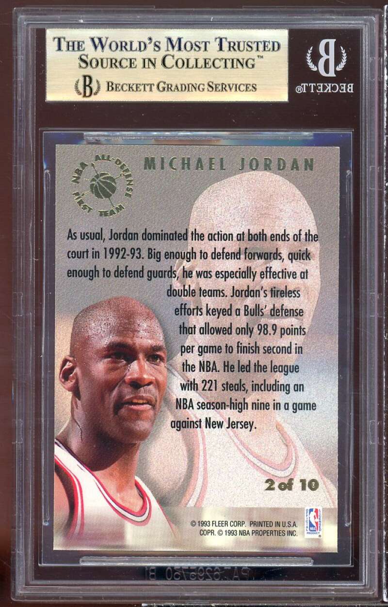 Michael Jordan Card 1993-94 Ultra All-Defensive Team #2 BGS 9.5 (9.5 9 9.5 9.5) Image 2