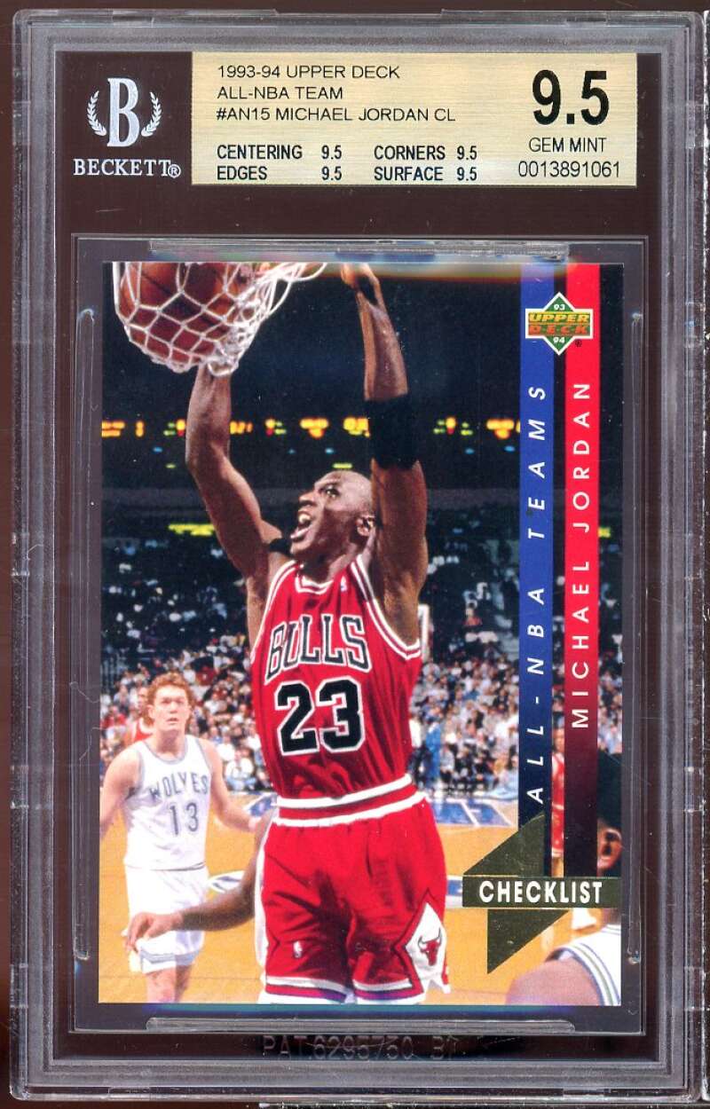 Michael Jordan Card 1993-94 Upper Deck All-NBA #AN15 (pop 4) BGS 9.5 Image 1