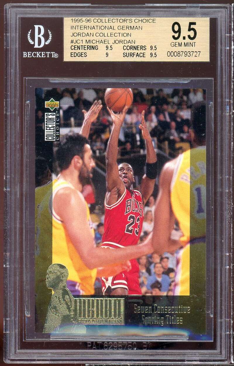 Michael Jordan Card 1995-96 Coll Choice Int German #1 BGS 9.5 (9.5 9.5 9 9.5) Image 1