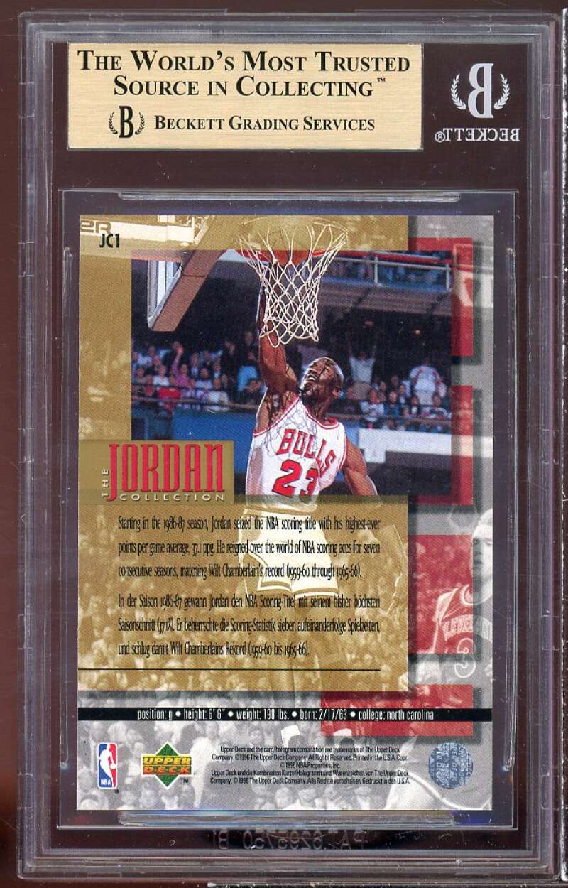 Michael Jordan Card 1995-96 Coll Choice Int German #1 BGS 9.5 (9.5 9.5 9 9.5) Image 2