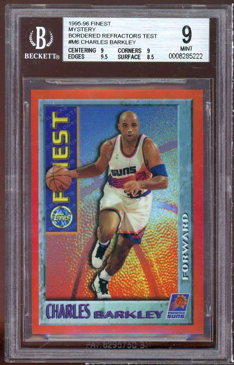 Charles Barkley Card 1995-96 Finest Mystery Bordered Refractors Test #m6 BGS 9 Image 1