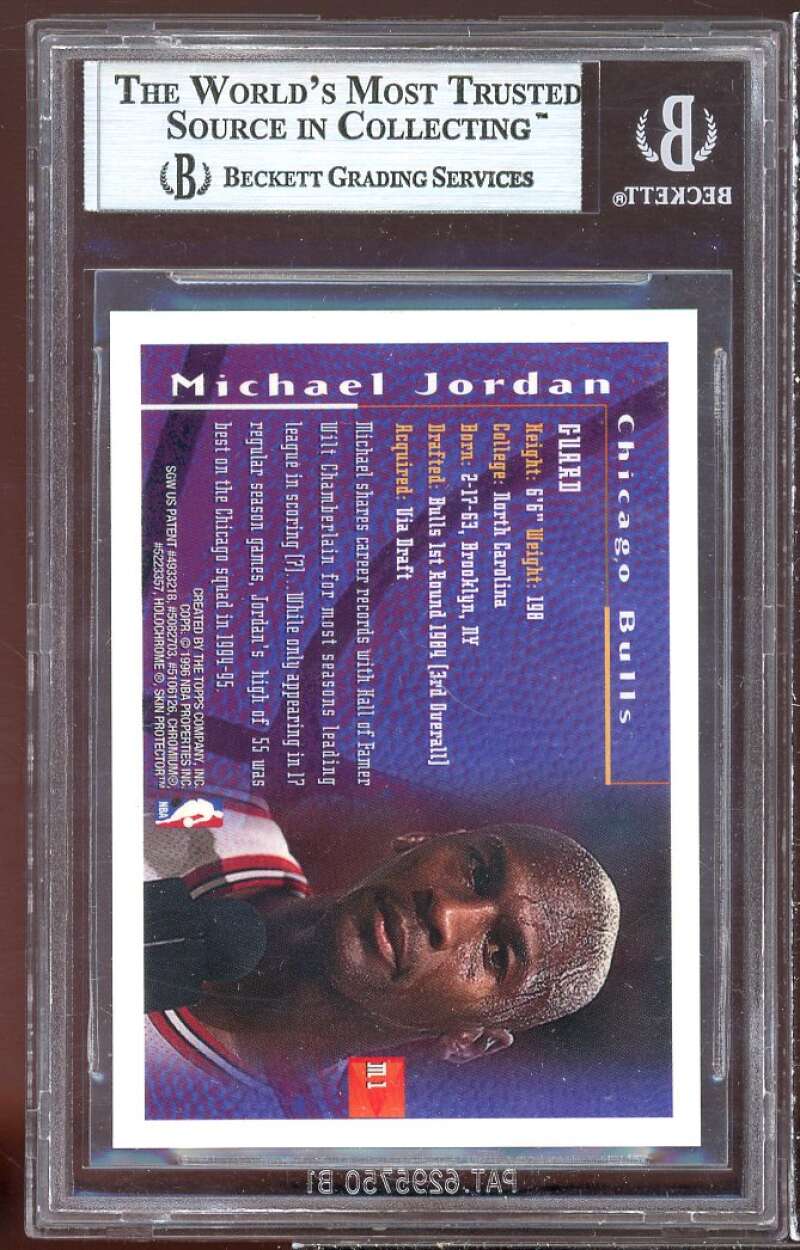 Michael Jordan 1995-96 Finest Mystery Bordered Silver #m1 BGS 8.5 (8 9 9.5 9.5) Image 2