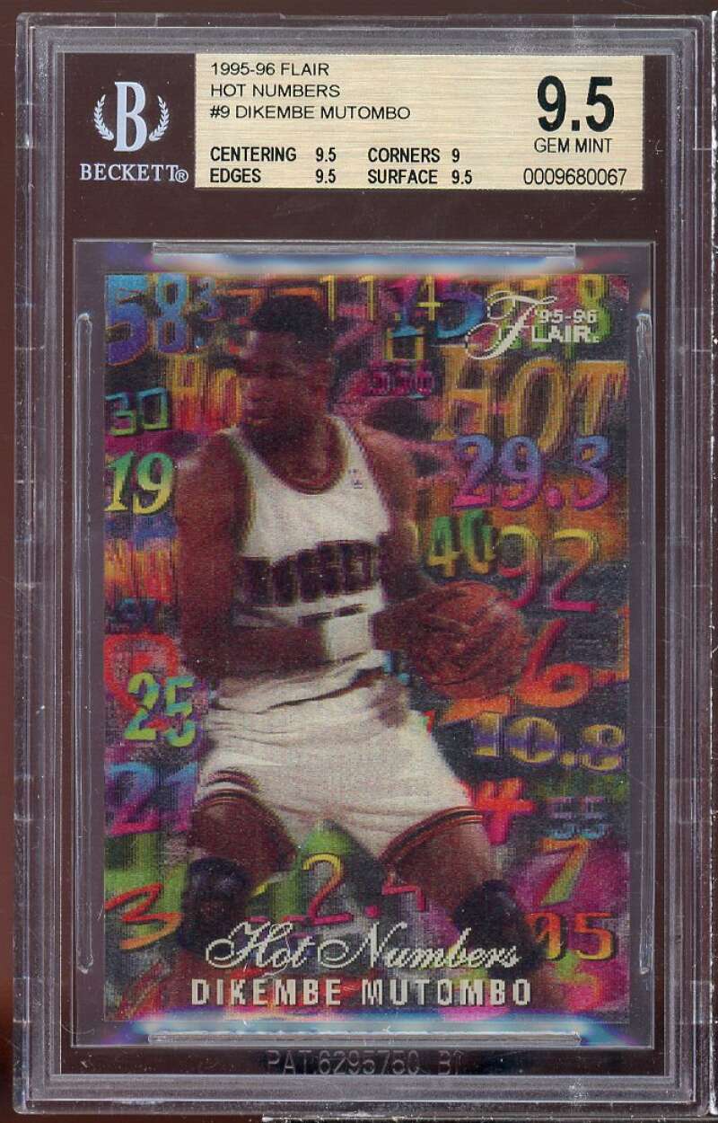 Dikembe Mutombo Card 1995-96 Flair Hot Numbers #9 BGS 9.5 (9.5 9 9.5 9.5) Image 1