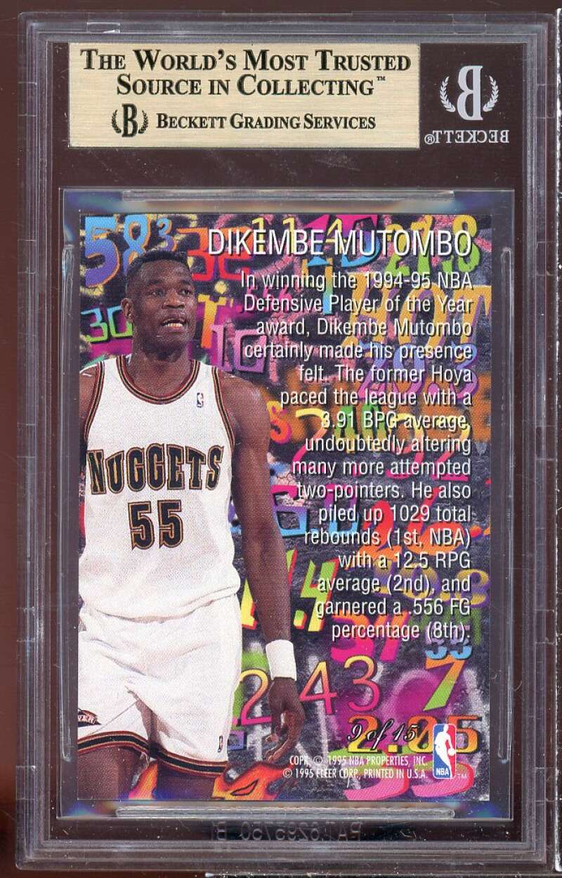 Dikembe Mutombo Card 1995-96 Flair Hot Numbers #9 BGS 9.5 (9.5 9 9.5 9.5) Image 2