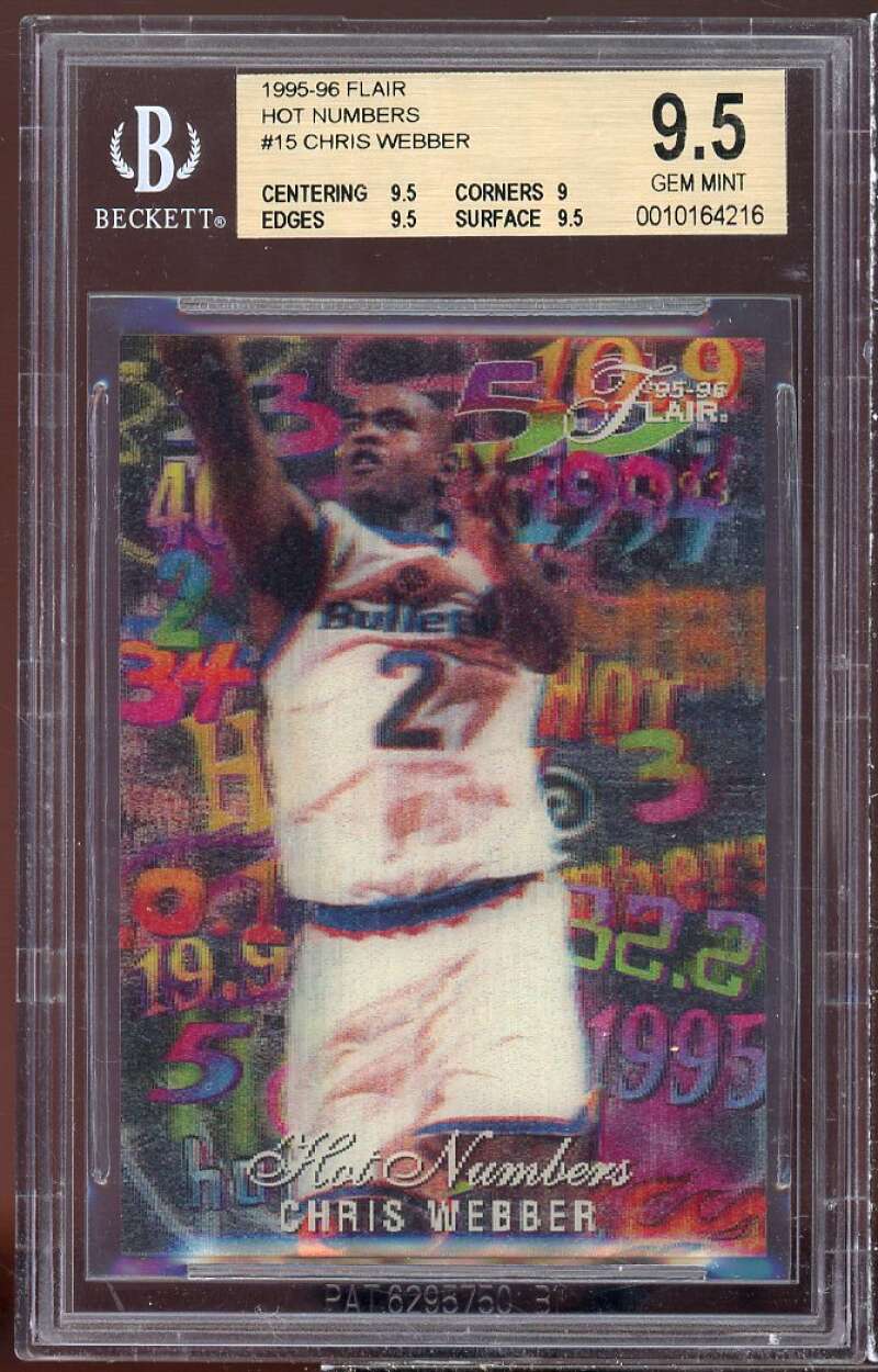 Chris Webber Card 1995-96 Flair Hot Numbers #15 BGS 9.5 (9.5 9 9.5 9.5) Image 1