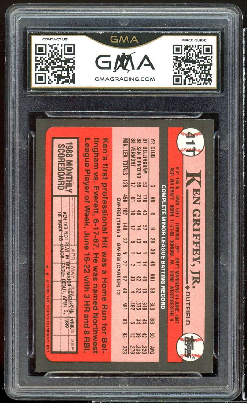 Ken Griffey, Jr. Rookie Card 1989 Topps Traded #41T GMA 10 GEM MT Image 2