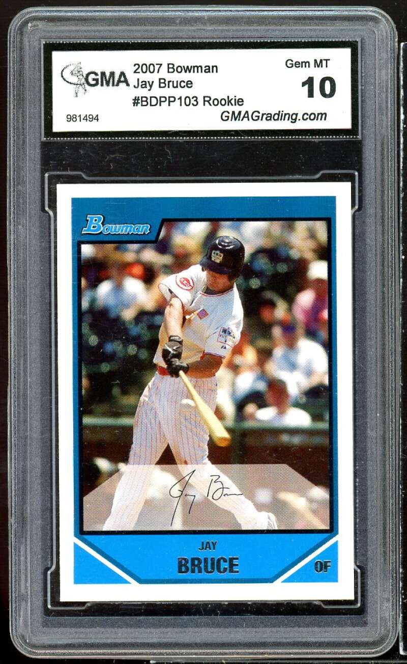 Jay Bruce Rookie Card 2007 Bowman #BDPP103 GMA 10 GEM MT Image 1