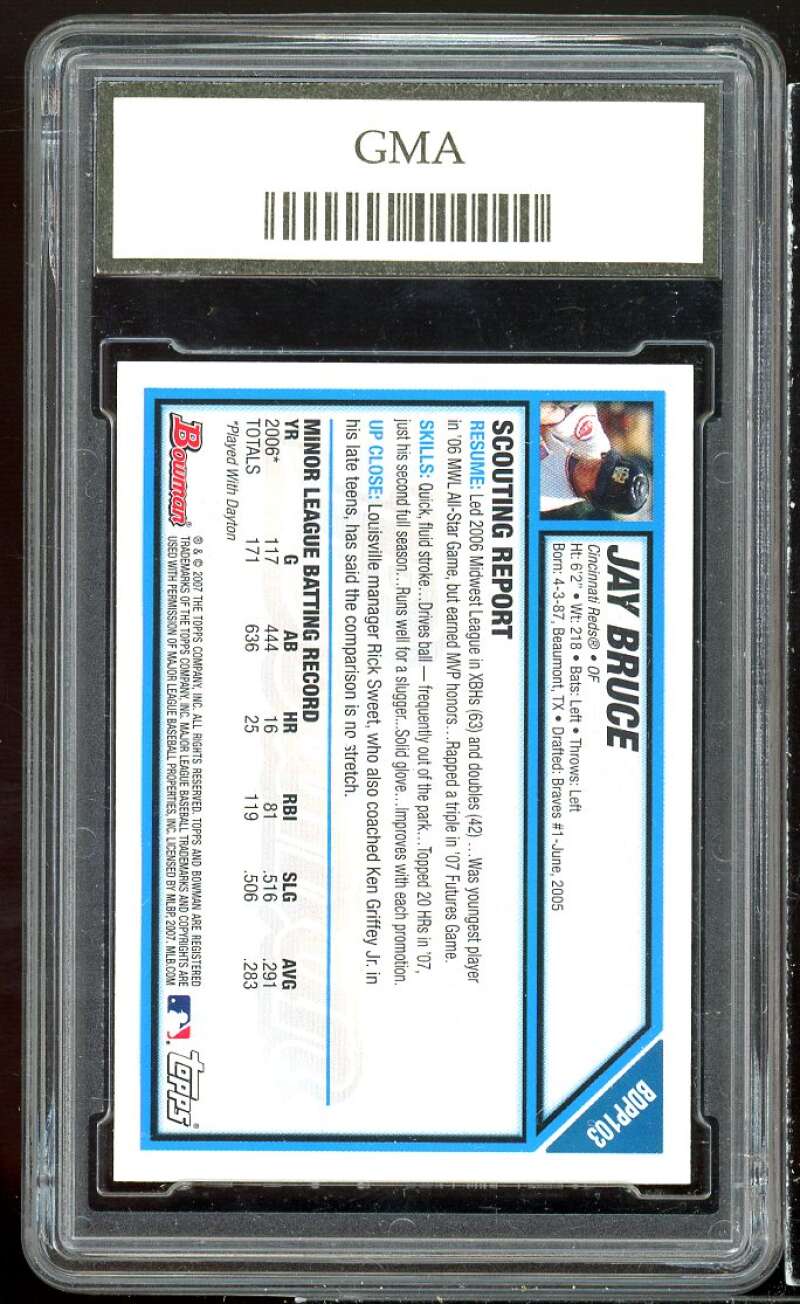 Jay Bruce Rookie Card 2007 Bowman #BDPP103 GMA 10 GEM MT Image 2