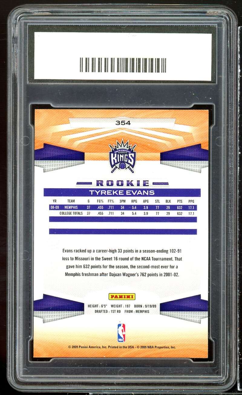 Tyreke Evans Rookie Card 2009-10 Panini #354 GMA 10 GEM MT Image 2