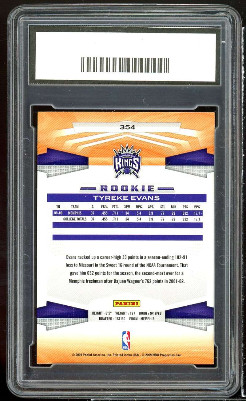 Tyreke Evans Rookie Card 2009-10 Panini #354 GMA 10 GEM MT Image 2