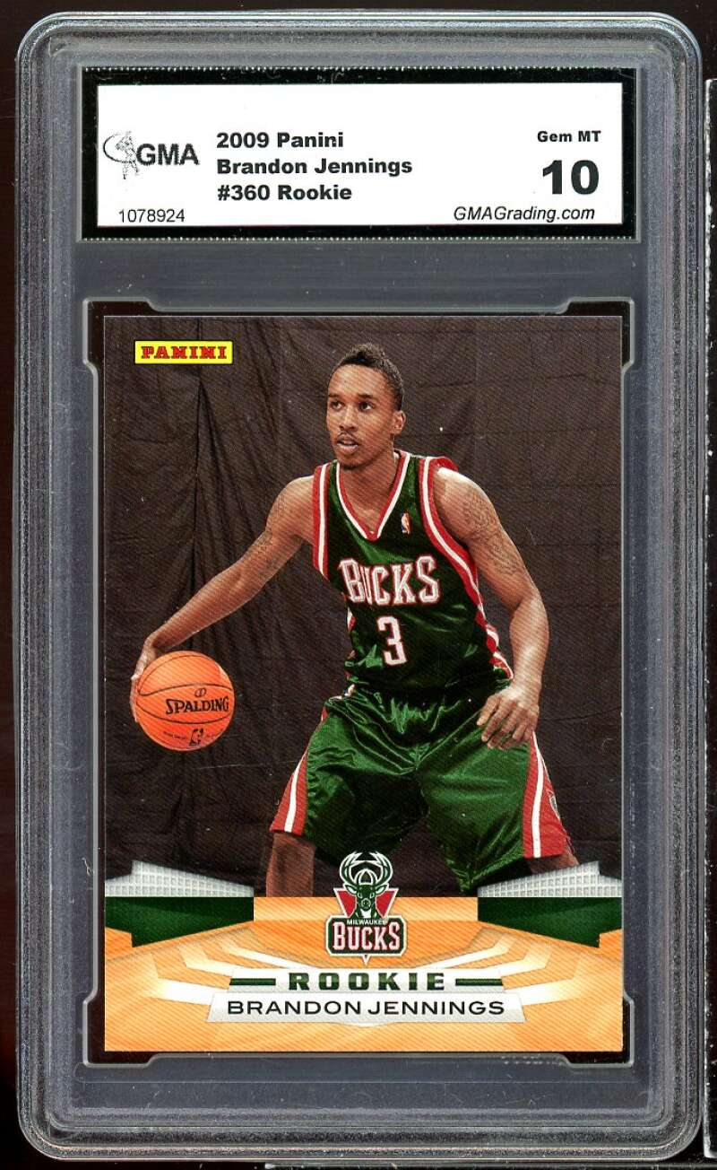 Brandon Jennings Rookie Card 2009-10 Panini #360 GMA 10 GEM MT Image 1