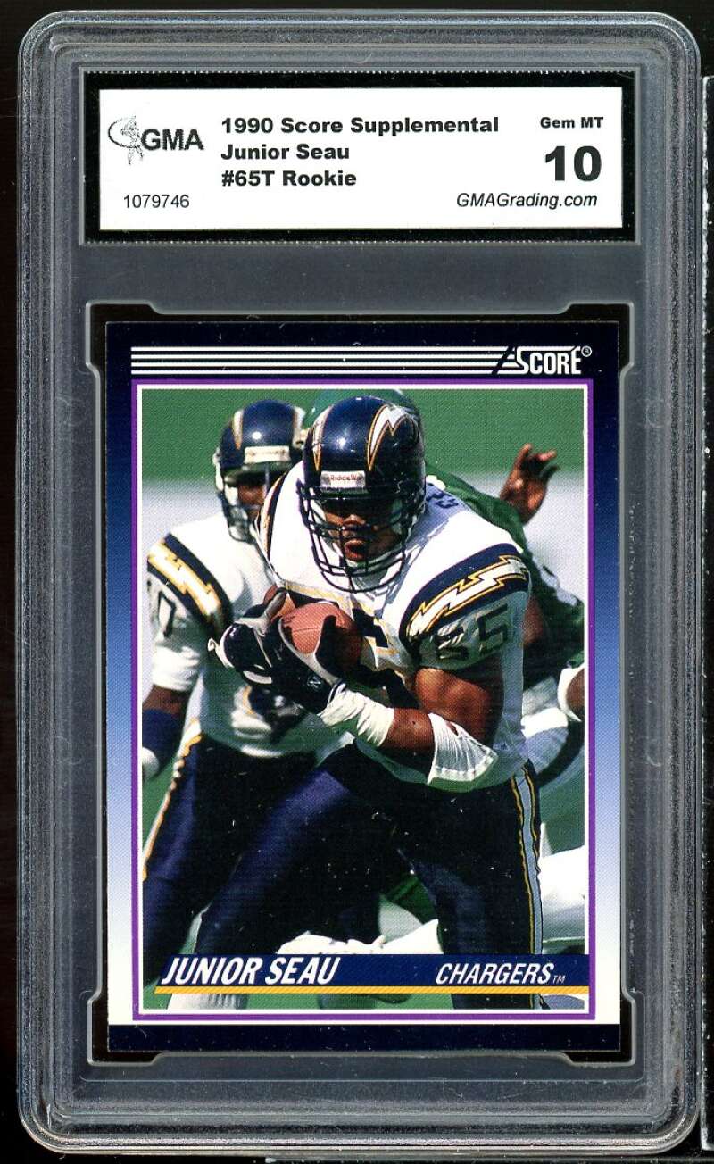 Junior Seau Rookie Card 1990 Score Supplemental #65T GMA 10 GEM MT Image 1