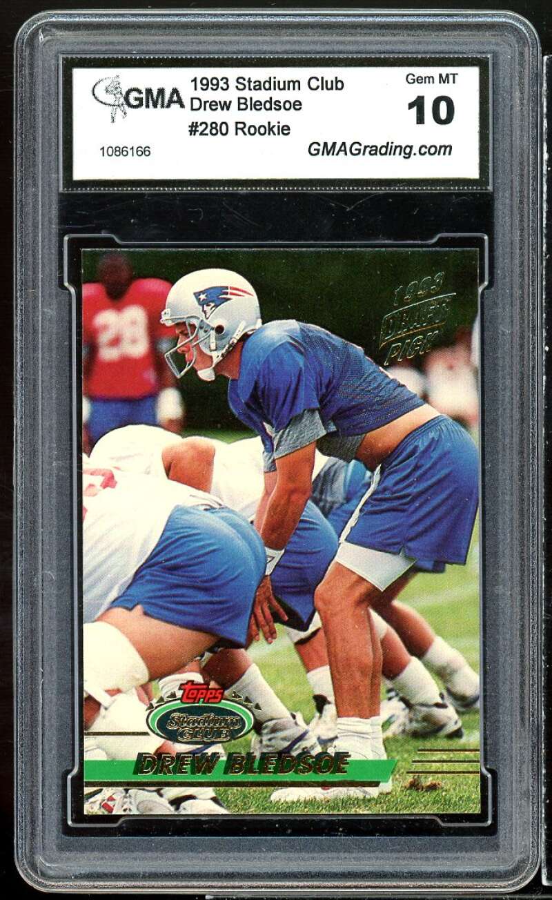 Drew Bledsoe Rookie Card 1993 Stadium Club #280 GMA 10 GEM MT Image 1