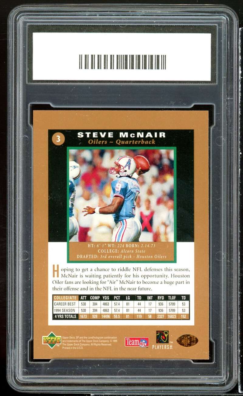 Steve McNair Rookie Card 1995 SP #3 GMA 8.5 NM-MT+ Image 2