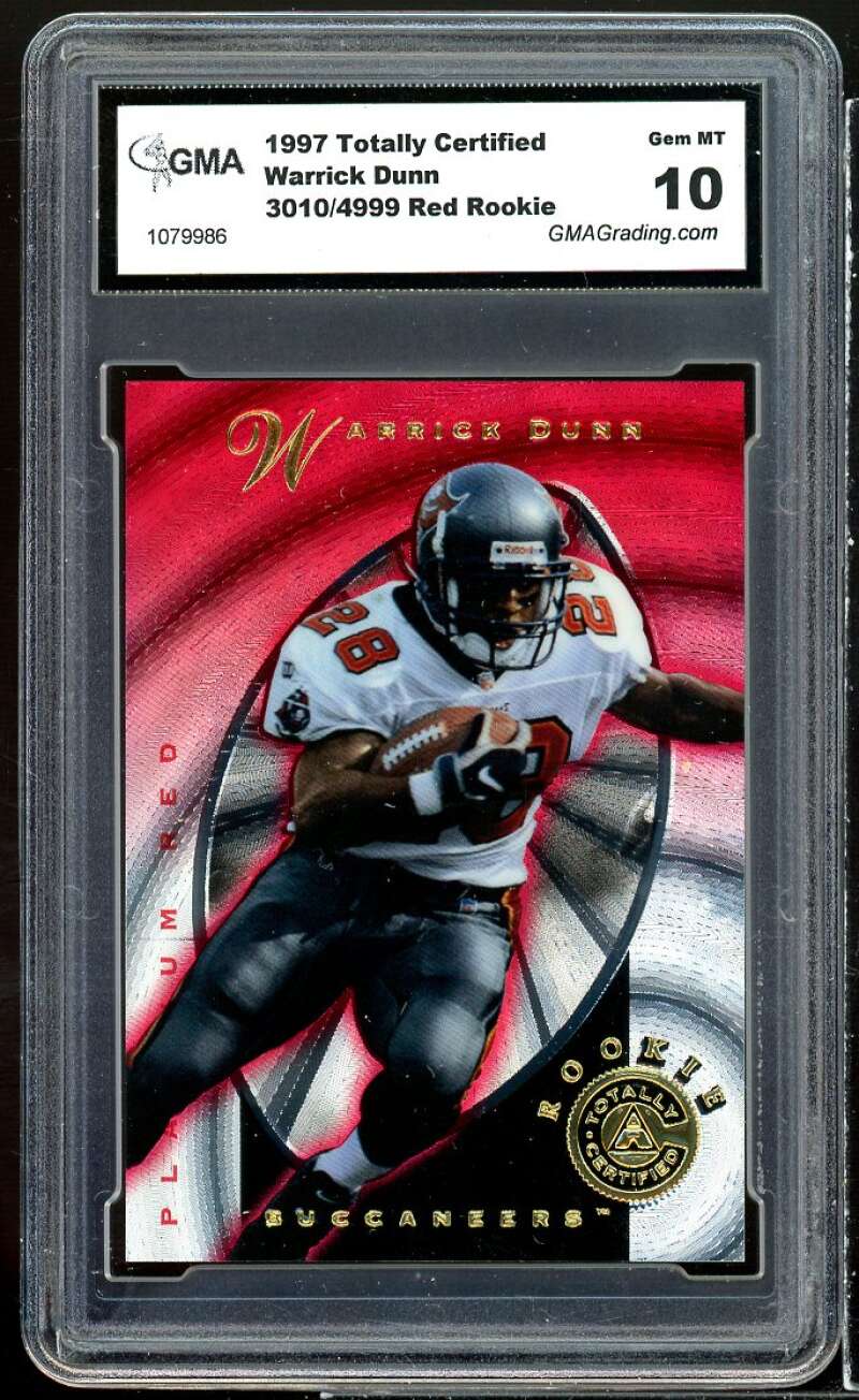 Warrick Dunn Rookie Card 1997 Totally Certified #144 GMA 10 GEM MT Image 1