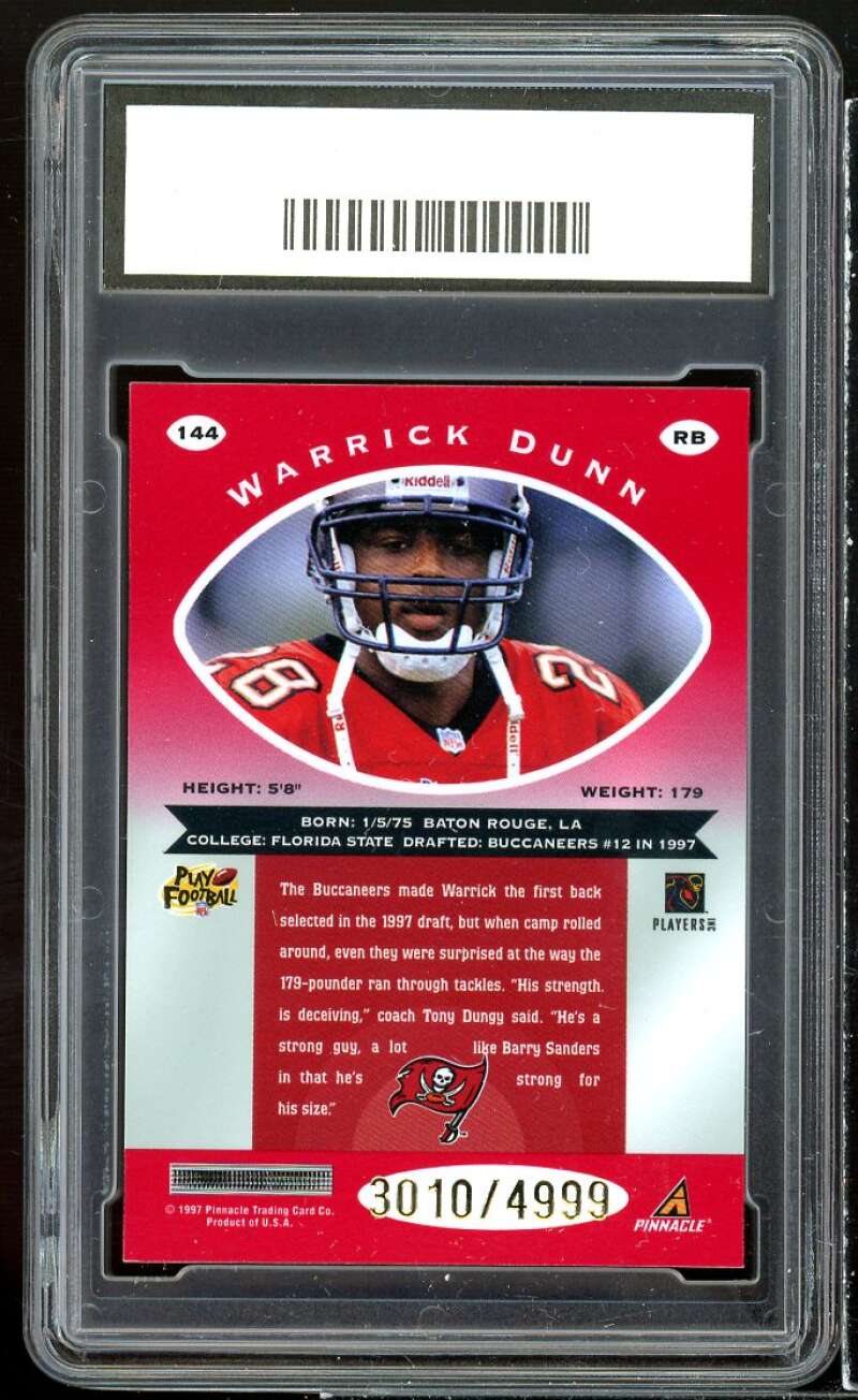 Warrick Dunn Rookie Card 1997 Totally Certified #144 GMA 10 GEM MT Image 2