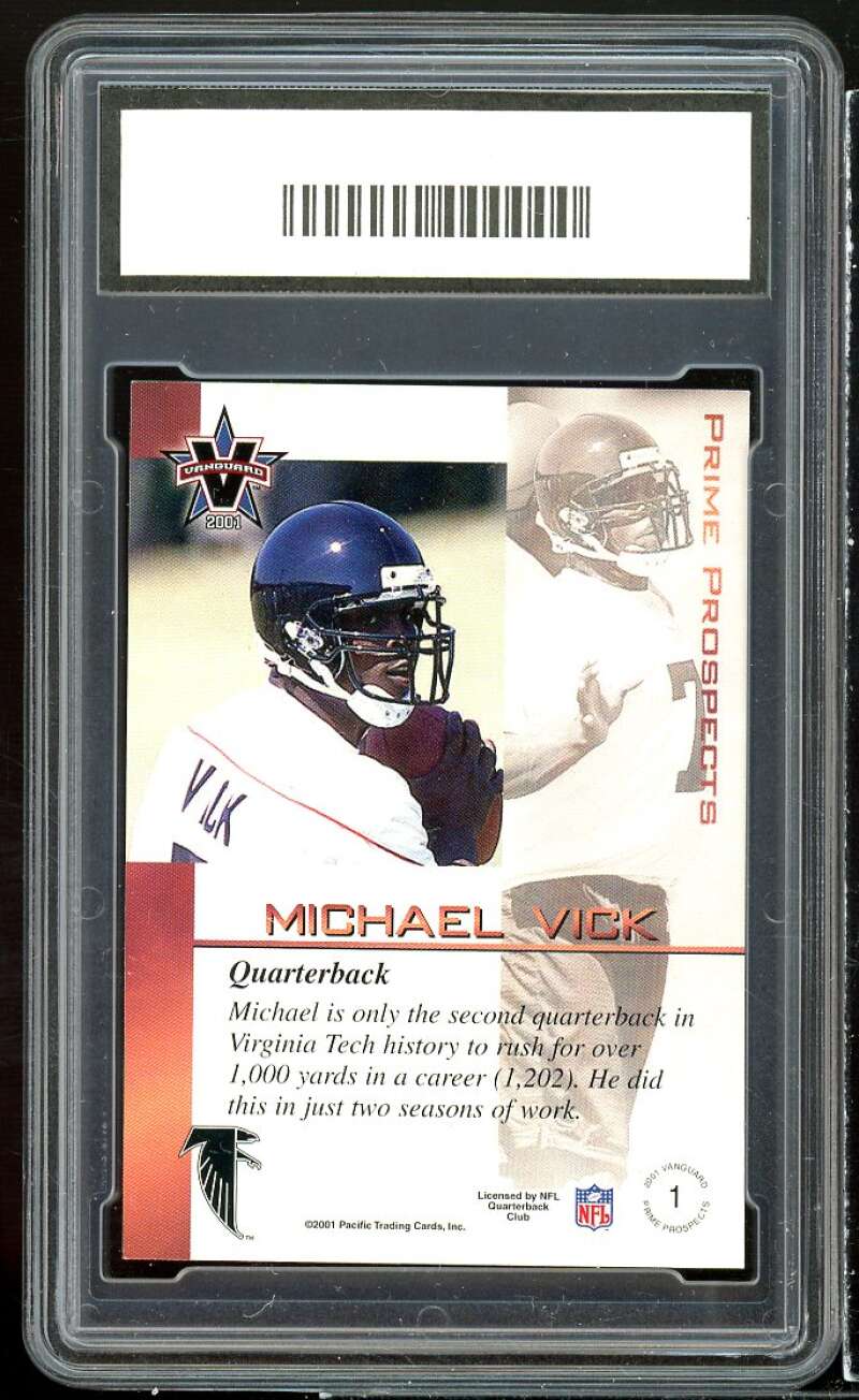 Michael Vick Rookie Card 2001 Vanguard Prime Prospects Rookies #1 GMA 8.5 NM-MT+ Image 2