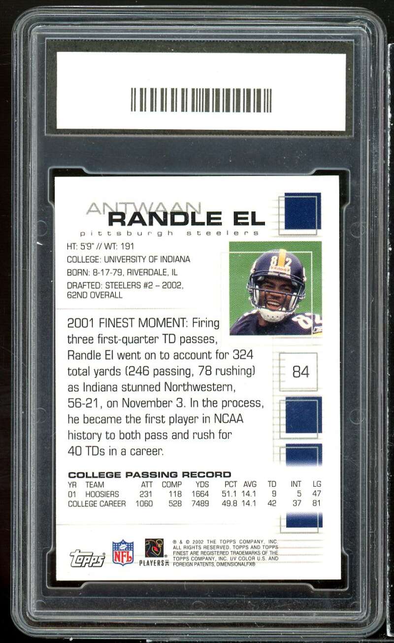 Antwaan Randle El Rookie Card 2002 Finest #84 GMA 9 MINT Image 2