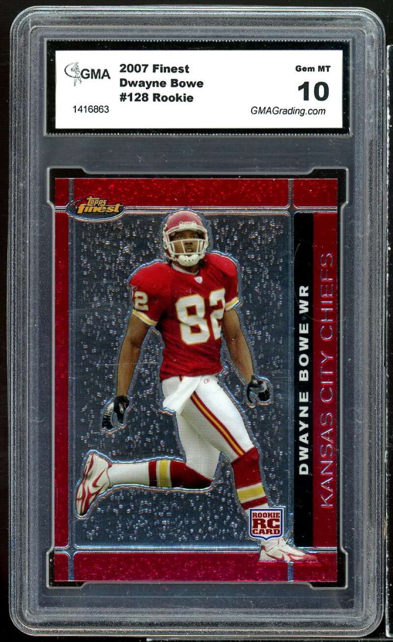 Dwayne Bowe Rookie Card 2007 Finest #128 GMA 10 GEM MT Image 1