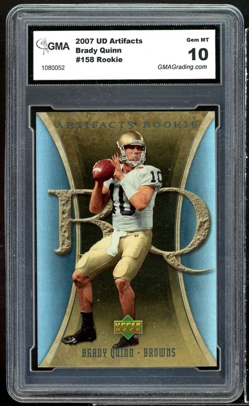 Brady Quinn Rookie Card 2007 Upper Deck Artifacts #158 GMA 10 GEM MT Image 1