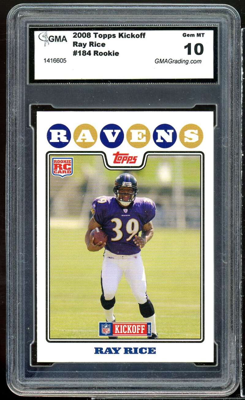 Ray Rice Rookie Card 2008 Topps Kickoff #184 GMA 10 GEM MT Image 1