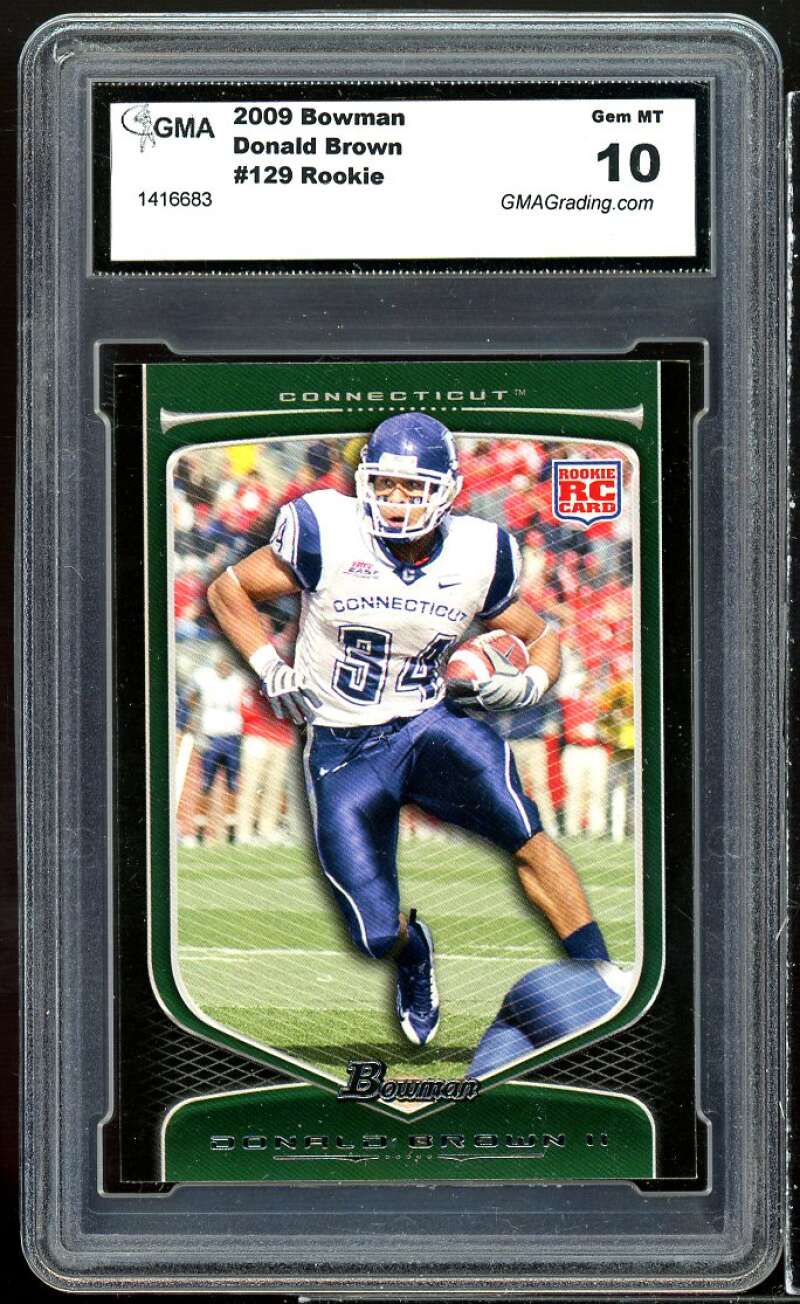 Donald Brown Rookie Card 2009 Bowman #129 GMA 10 GEM MT Image 1