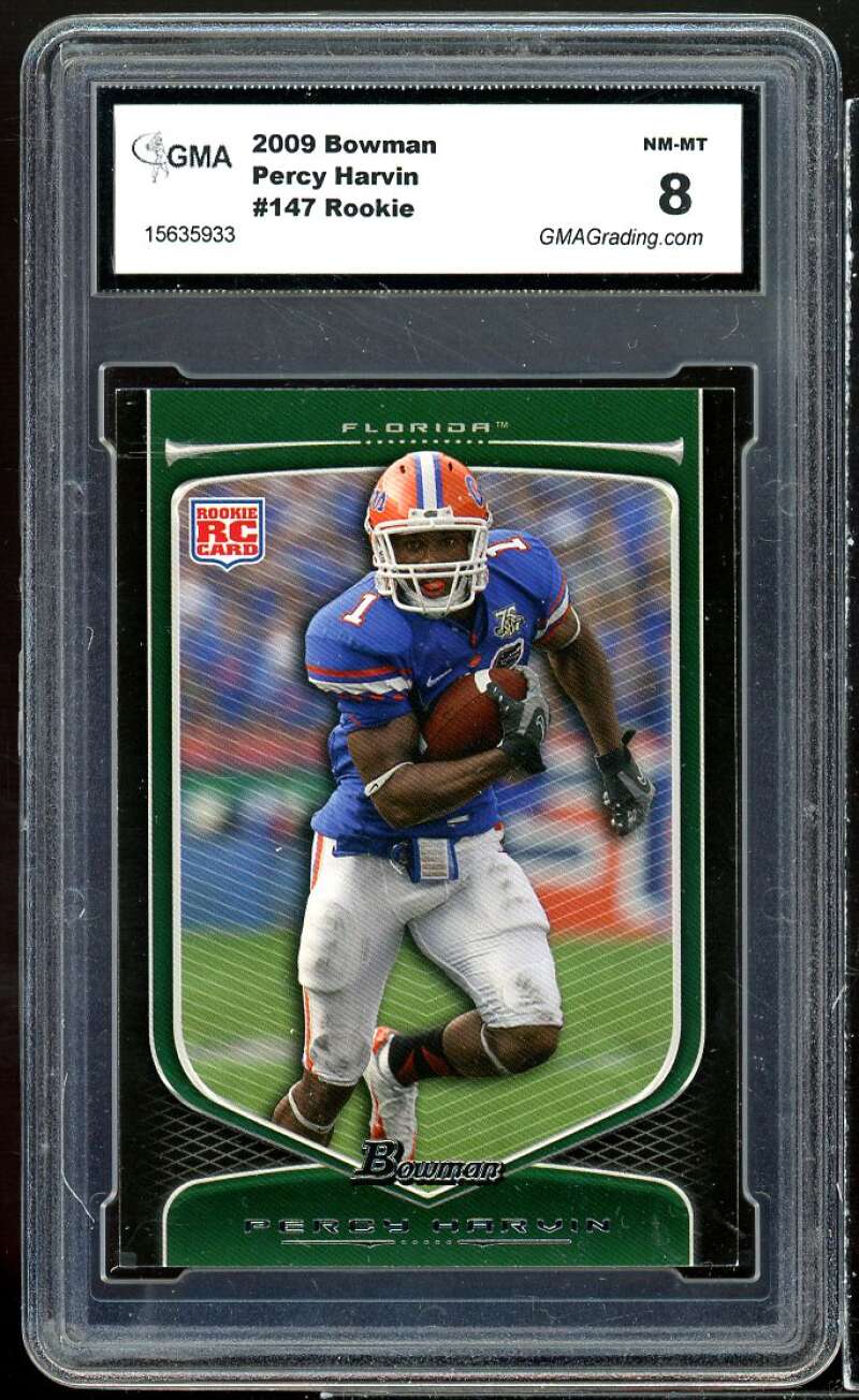 Percy Harvin Rookie Card 2009 Bowman #147 GMA 8 NM-MT Image 1