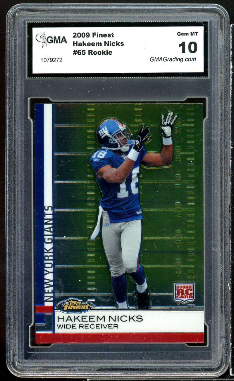 Hakeem Nicks Rookie Card 2009 Finest #65 GMA 10 GEM MT Image 1