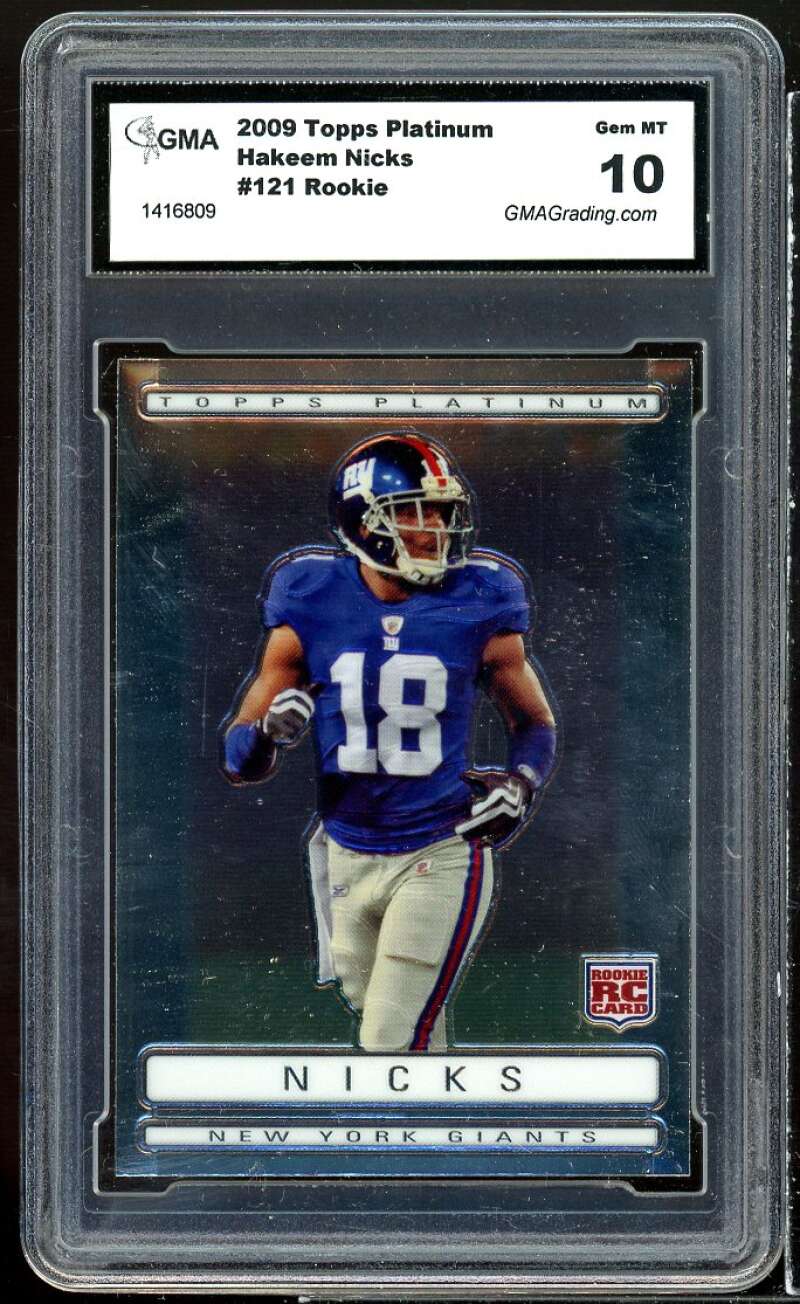 Hakeem Nicks Rookie Card 2009 Topps Platinum #121 GMA 10 GEM MT Image 1