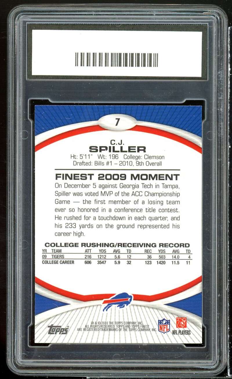 C.J. Spiller Rookie Card 2010 Finest #7 GMA 10 GEM MT Image 2