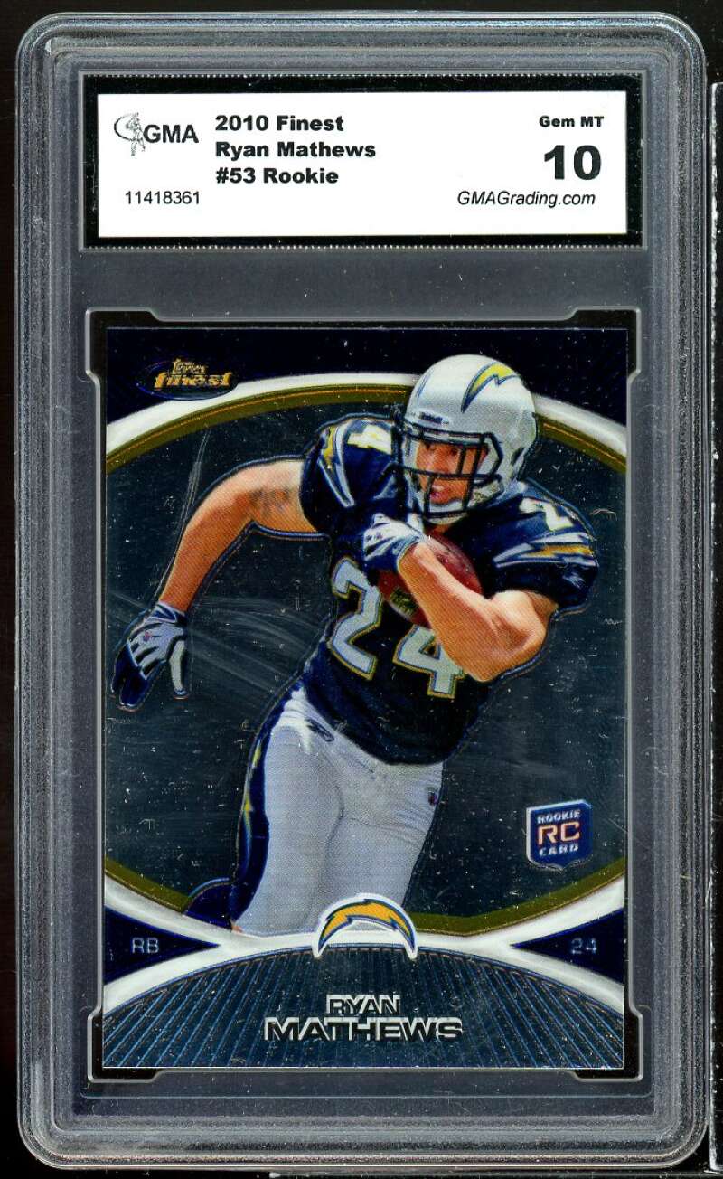 Ryan Mathews Rookie Card 2010 Finest #53 GMA 10 GEM MT Image 1