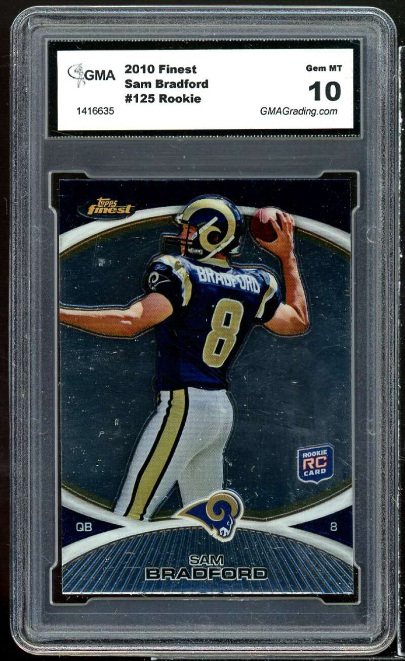 Sam Bradford Rookie Card 2010 Finest #125 GMA 10 GEM MT Image 1