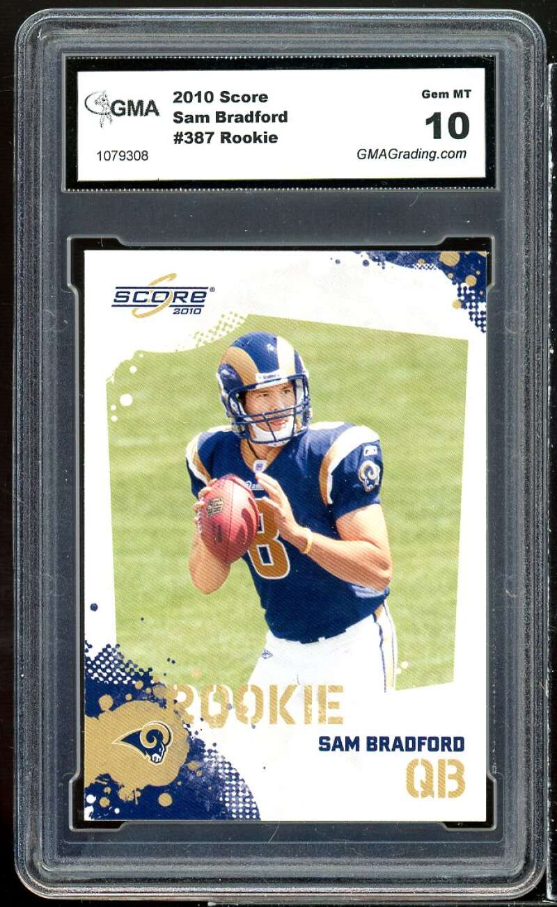 Sam Bradford Rookie Card 2010 Score #387 GMA 10 GEM MT Image 1