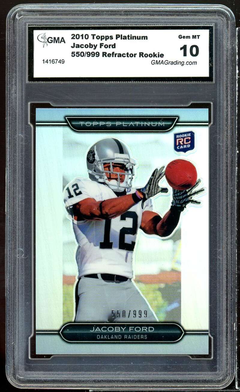 Jacoby Ford Rookie Card 2010 Topps Platinum Refractor Rookie #142 GMA 10 GEM MT Image 1